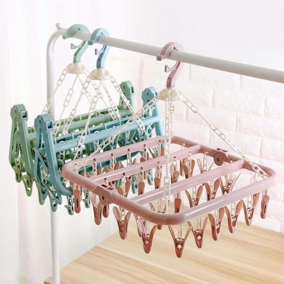 Baby Clothing Hanging Rack - 1 adet 32 klipsli katlanır elbise