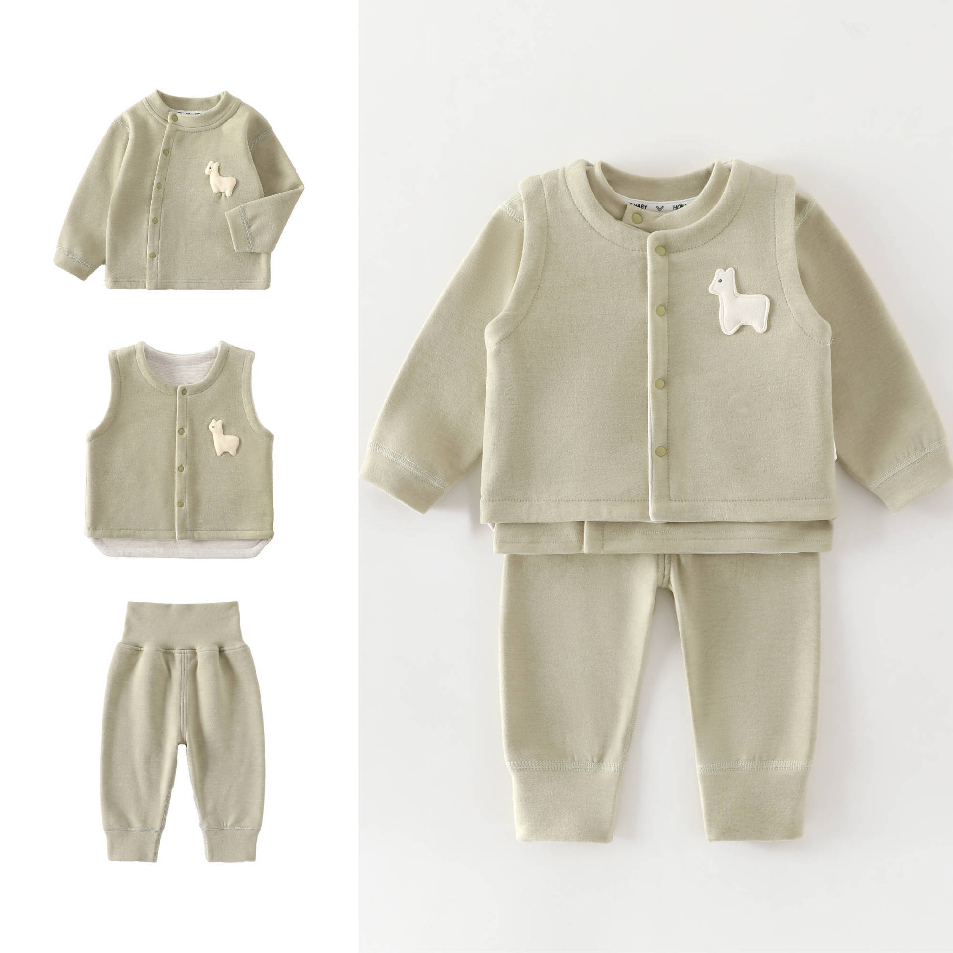 Baby Clothing High Quality - 0-4 Yaş Bebek Yeleği+Uzun Kollu Üst+Uzun